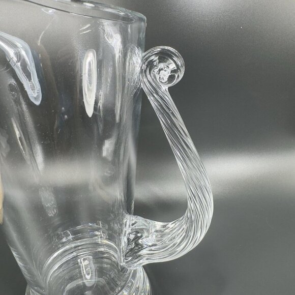Vintage Clear Glass Crystal Pitcher Jug With Swirl Handle Made In Poland Glass - Picture 9 of 12